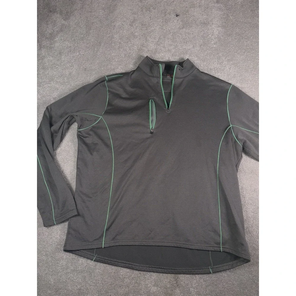 Peter Millar Warm Series 4 Mens XL Gray Green Trim 1/4 Zip Golf Pullover Jacket